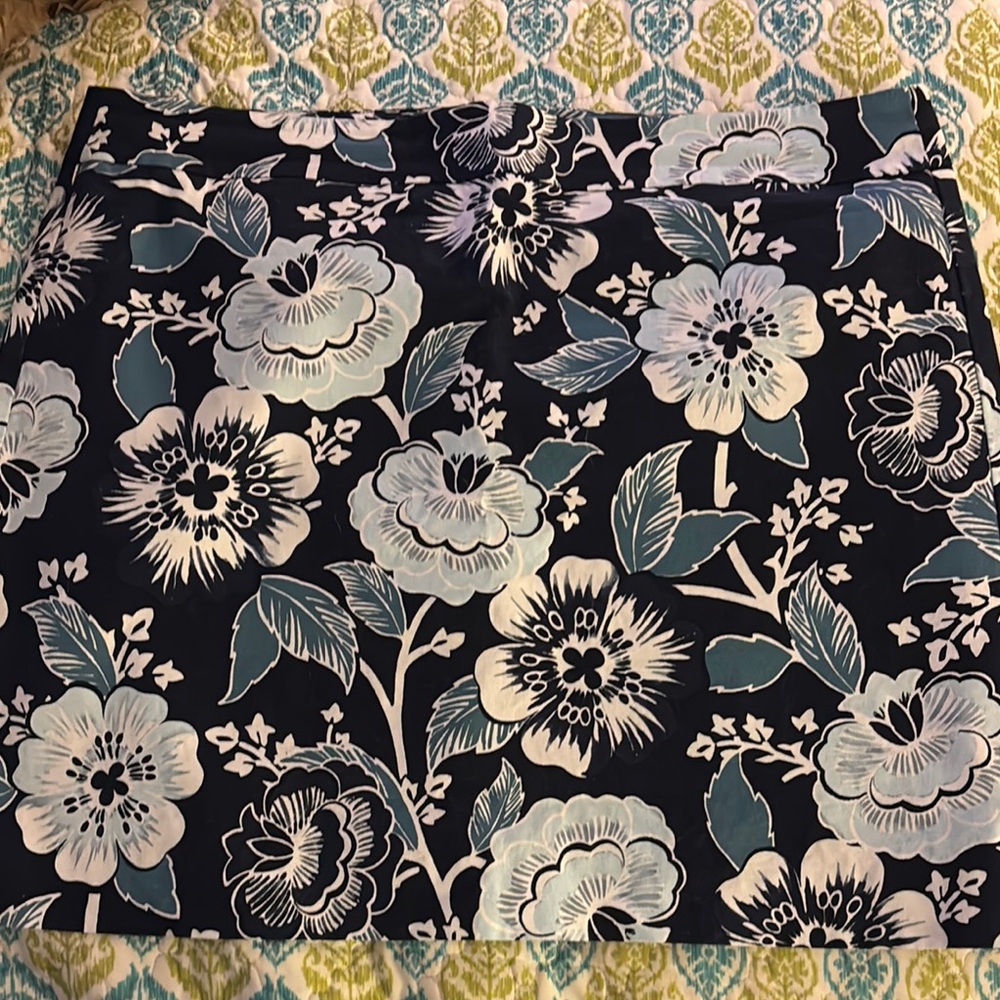 LOFT Blue and White A-Line Mini Skirt